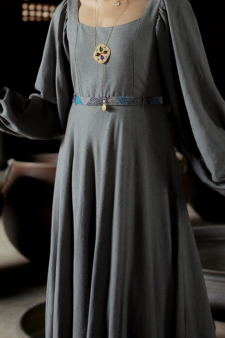 work of art dress grey Vestido Maxi Work Of Art Long Sleeve - Multicolor