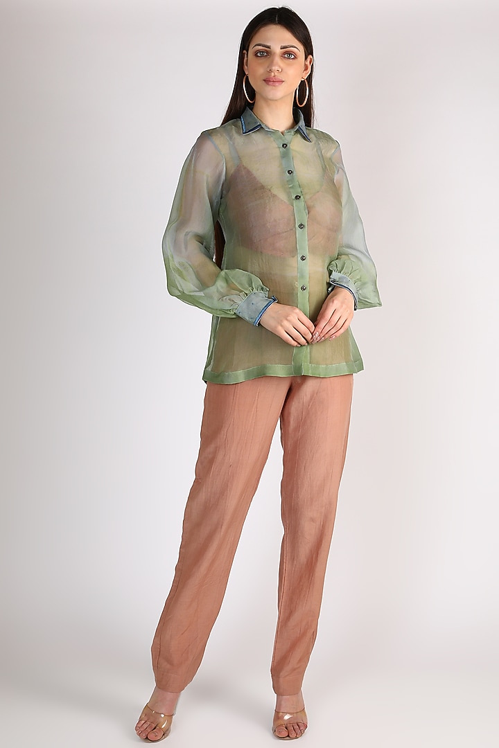 Green Hand Embroidered Shirt by The Loom art at Pernia's Pop Up Shop