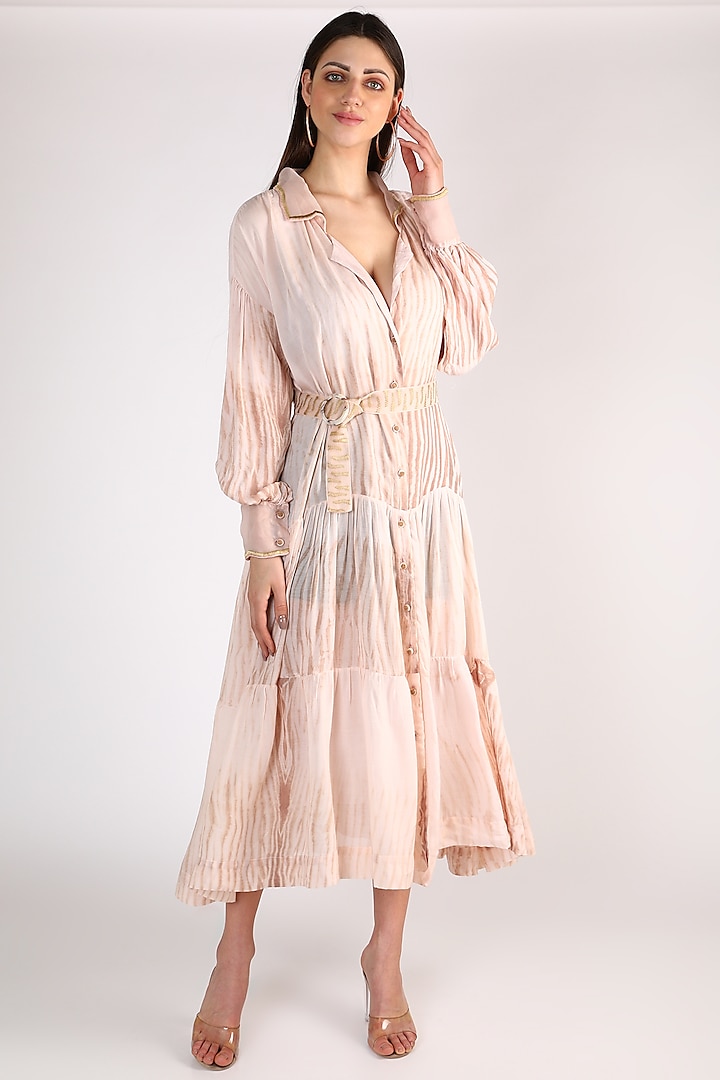 Nude Dress With Embroidered Belt by The Loom art at Pernia's Pop Up Shop