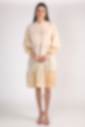 Nude Embroidered Long Tan Shirt by The Loom art at Pernia's Pop Up Shop