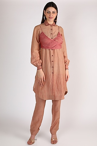 Brown Hand Embroidered Corset Top by The Loom art