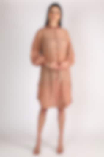 Mustard Brown Hand Embroidered Shirt by The Loom art at Pernia's Pop Up Shop