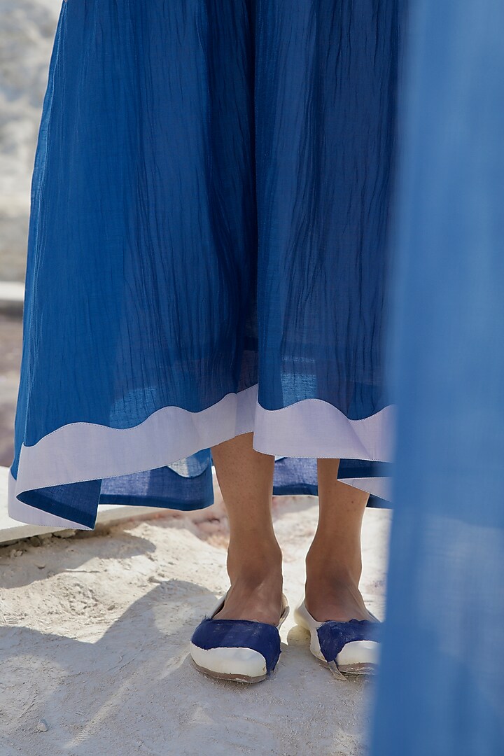 Blue Ombre Chanderi Embroidered Vacation Dress by The Loom art at Pernia's Pop Up Shop