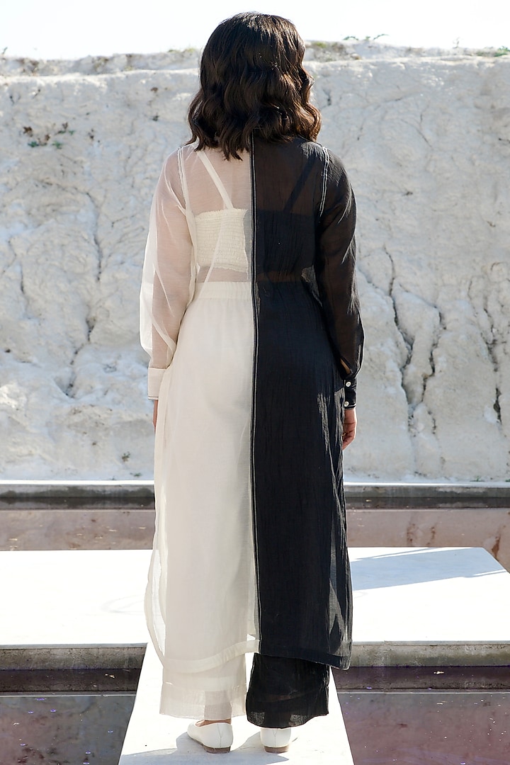 Black & Pearl White Chanderi Silk Embroidered Co-Ord Set by The Loom art at Pernia's Pop Up Shop