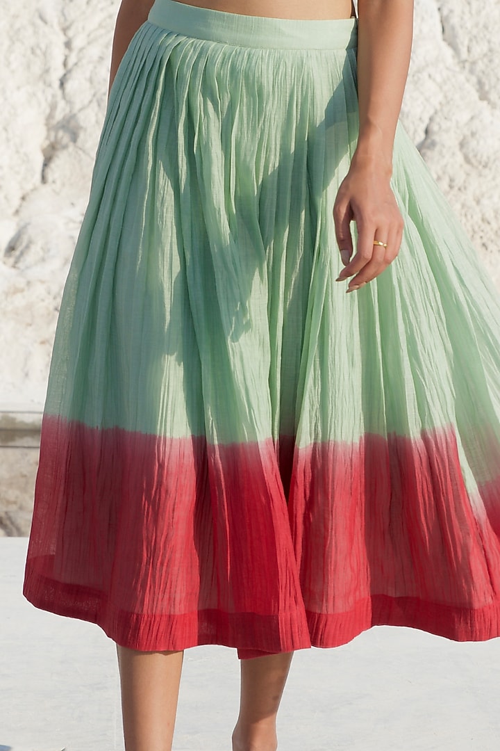 Wine Red & Mint Green Chanderi Silk Embroidered Co-Ord Set by The Loom art at Pernia's Pop Up Shop