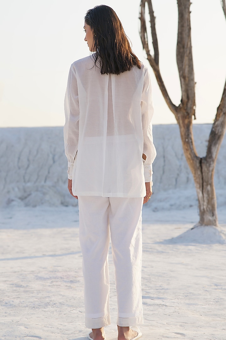Pearl White Chanderi Silk Embroidered Co-Ord Set by The Loom art at Pernia's Pop Up Shop
