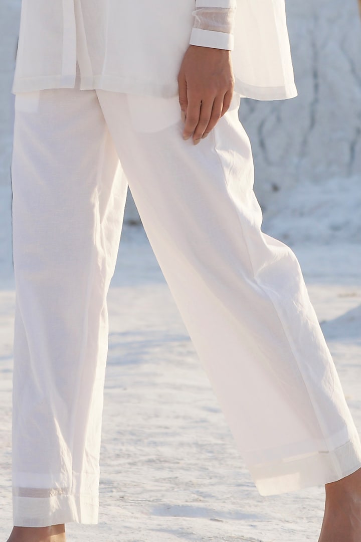 Pearl White Chanderi Silk Embroidered Co-Ord Set by The Loom art at Pernia's Pop Up Shop