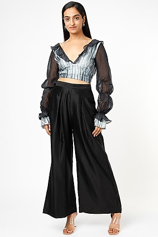 Black & White Printed Crop Top by The Loom art