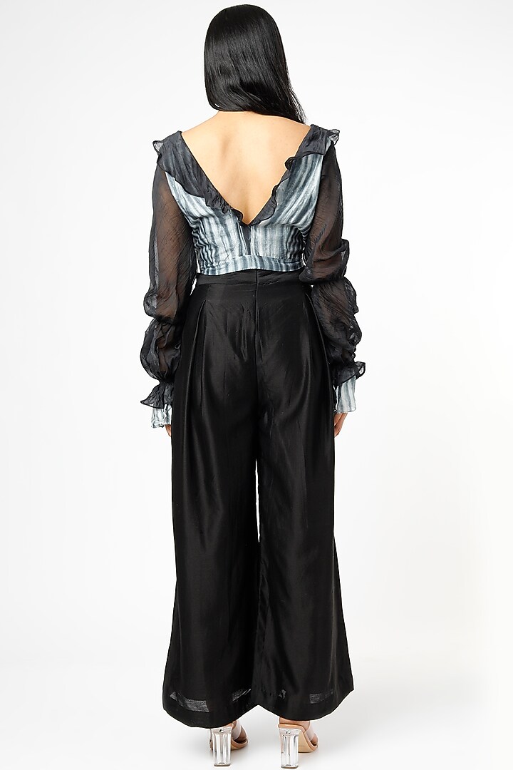 Black & White Printed Crop Top by The Loom art at Pernia's Pop Up Shop