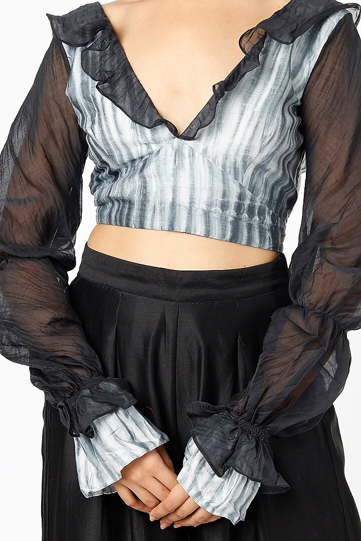 Black & White Printed Crop Top by The Loom art at Pernia's Pop Up Shop