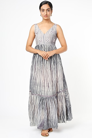 Mauve & Peach Embroidered Dress by The Loom art