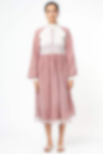 Rosewood & Pearl White Handwoven Dress by The Loom art