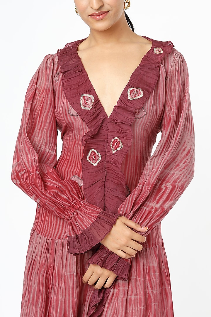 Maroon & Rosewood Embroidered Vacation Dress by The Loom art at Pernia's Pop Up Shop