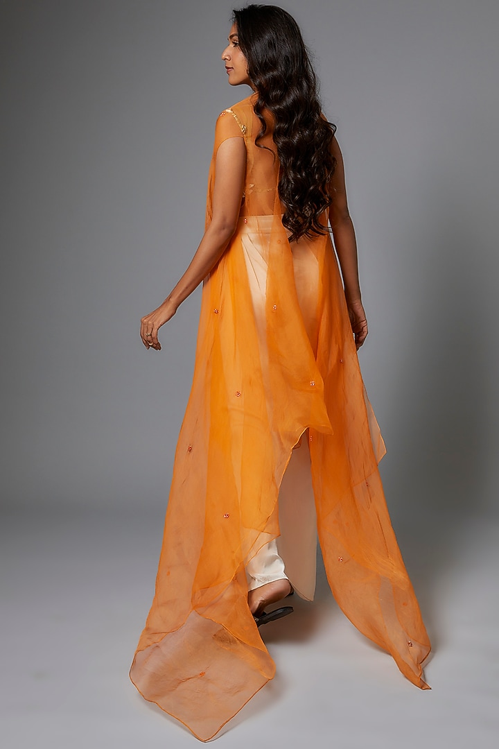 Ivory Handwoven Silk Draped Skirt Set by The Little Black Bow at Pernia's Pop Up Shop