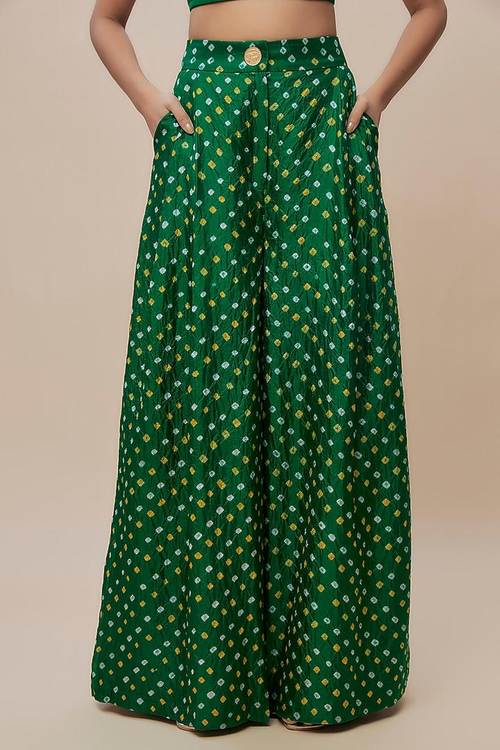 Green Handwoven Silk Hand Embroidered Jacket Set by The Little Black Bow at Pernia's Pop Up Shop