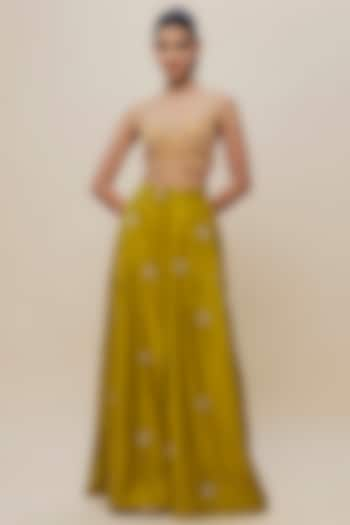 Green Silk Embroidered Trouser Set by The Little Black Bow at Pernia's Pop Up Shop