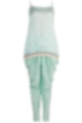 Mint Blue Embroidered & Printed Kurta Set by The little black bow