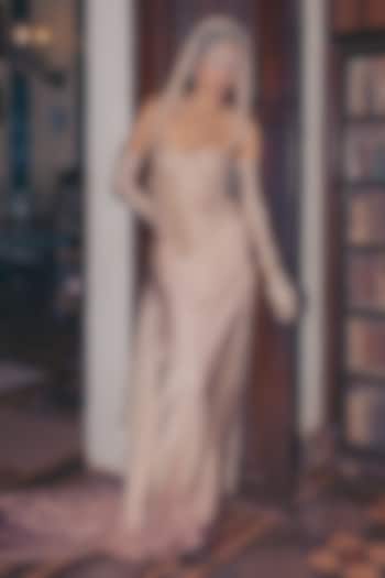 Shell Beige Georgette Tie-Dye Skirt Set by The Little Black Bow at Pernia's Pop Up Shop