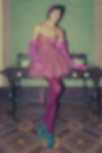 Rose Pink French Lace Embroidered Mini Party Wear Dress by The Little Black Bow at Pernia's Pop Up Shop
