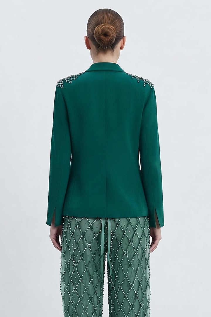 Seafoam Blue Tulle Zardosi Embroidered Pants Set by The Little Black Bow at Pernia's Pop Up Shop