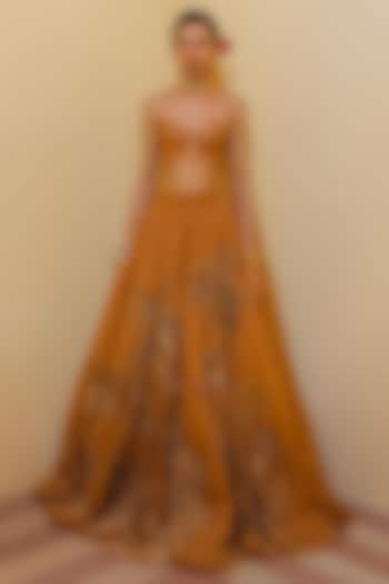 Clay Tulle Bead Embroidered Bridal Lehenga Set by The Little Black Bow at Pernia's Pop Up Shop