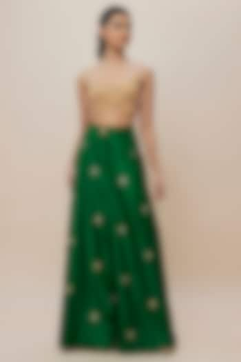 Green Silk Embroidered Trouser Set by The Little Black Bow at Pernia's Pop Up Shop