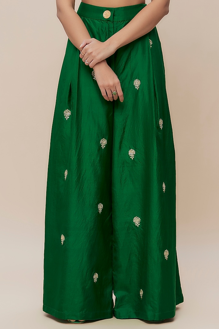 Black Hem Design Silk Trouser
