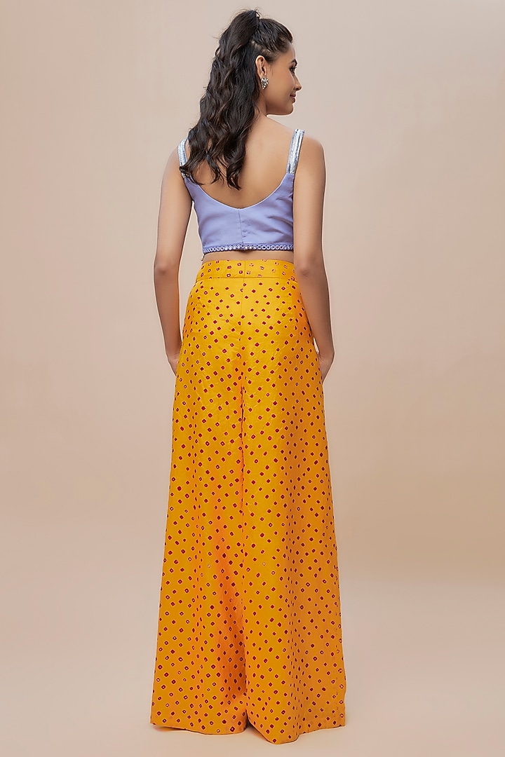 Yellow Handwoven Bandhani Silk Wedding Lehenga Set by The Little Black Bow at Pernia's Pop Up Shop