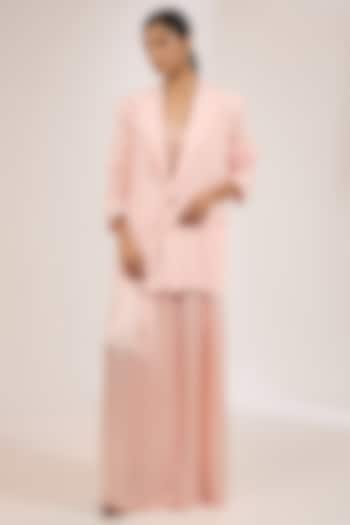 Pink Handwoven Silk Jacket Set by The Little Black Bow at Pernia's Pop Up Shop