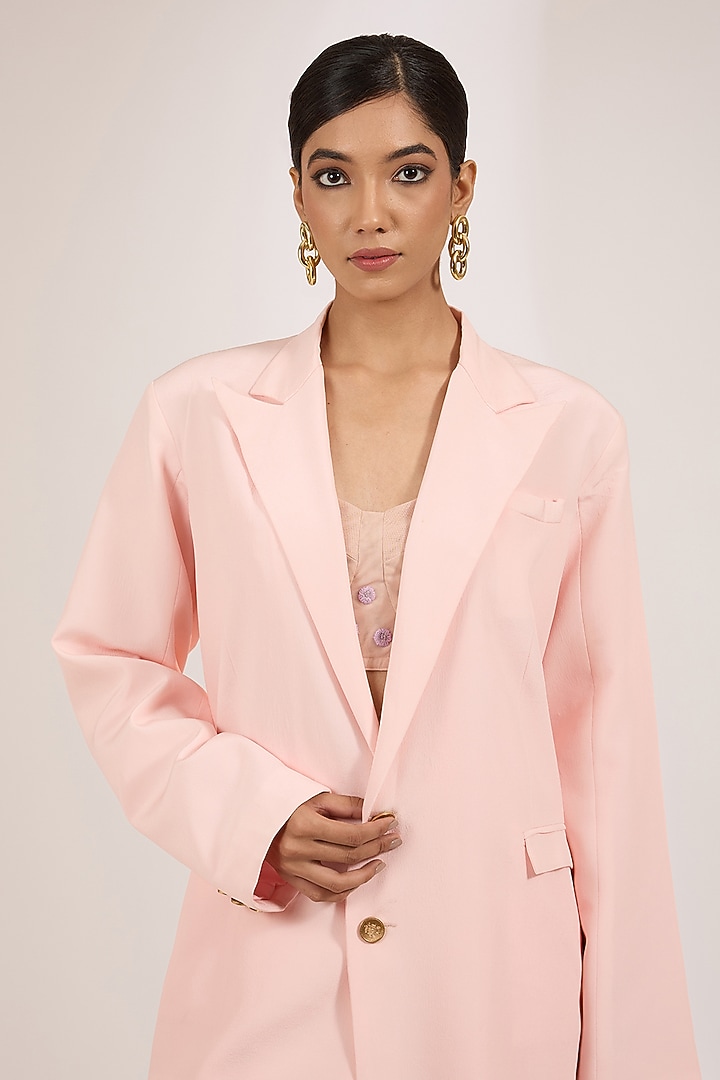 Pink Handwoven Silk Jacket Set by The Little Black Bow at Pernia's Pop Up Shop