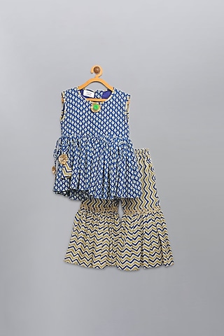 Blue & Green Printed Sharara Set