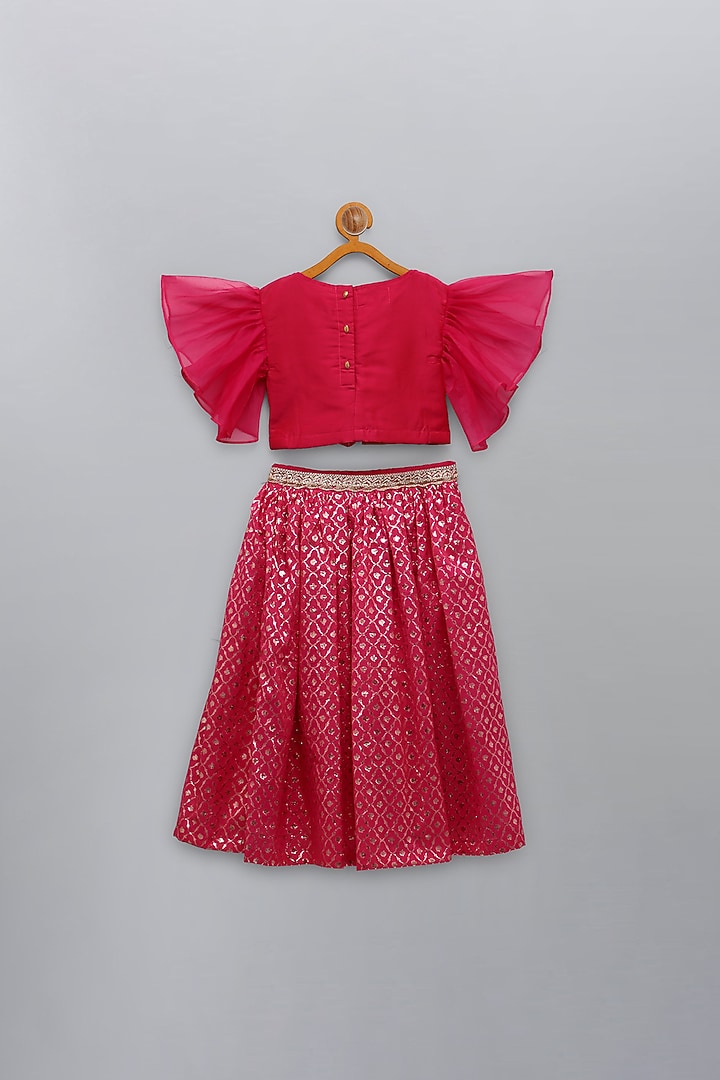 Fuchsia Pink Cotton Silk Lehenga Set For Girls by The little tales at Pernia's Pop Up Shop