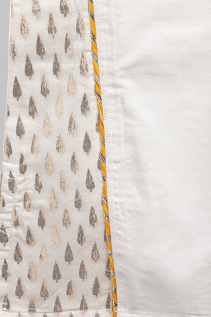 Off-White Cotton Silk Embroidered Kurta Set For Boys by The little tales at Pernia's Pop Up Shop