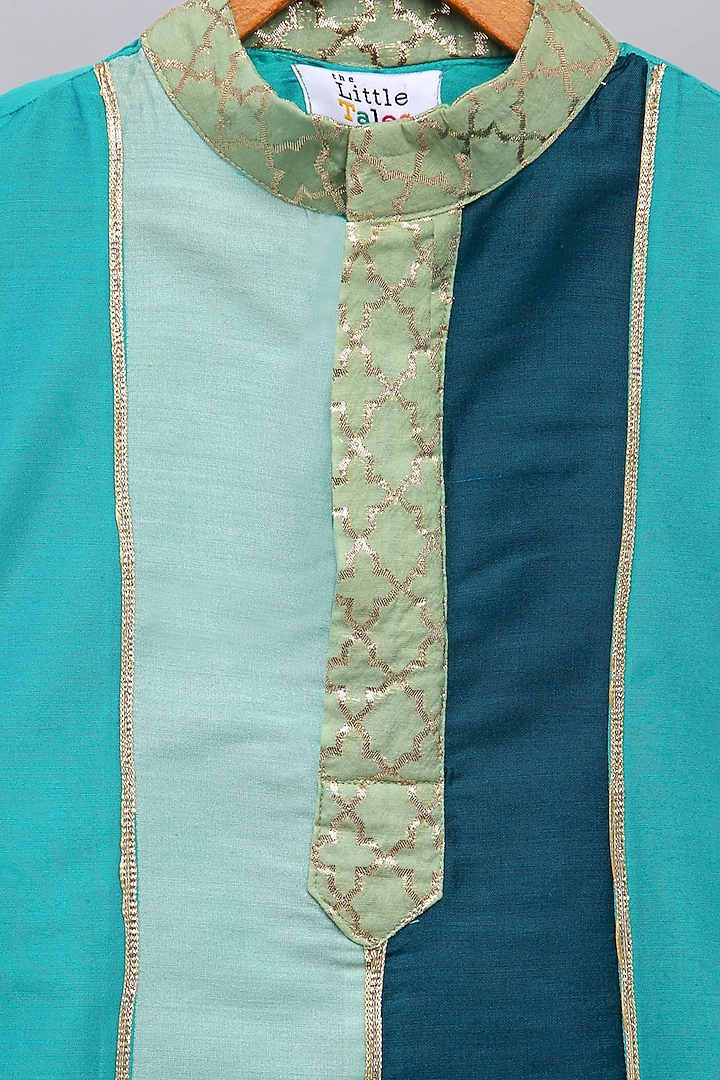 Multi-Colored Cotton Silk Kurta Set For Boys by The little tales at Pernia's Pop Up Shop