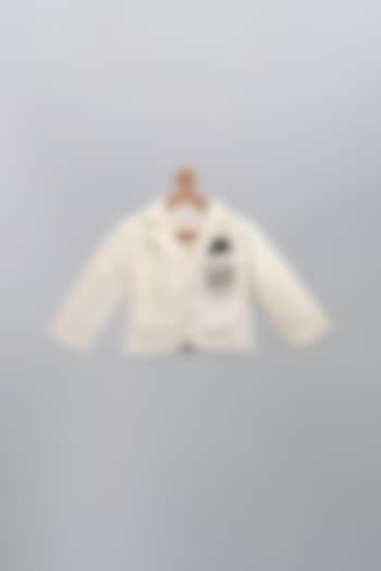 Off White Embroidered Blazer For Boys by The little tales at Pernia's Pop Up Shop