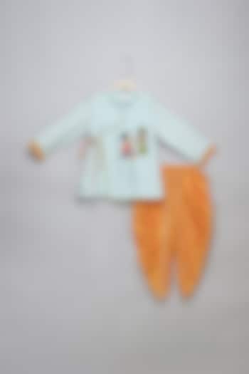 Orange Cotton Dhoti Set For Boys by The little tales