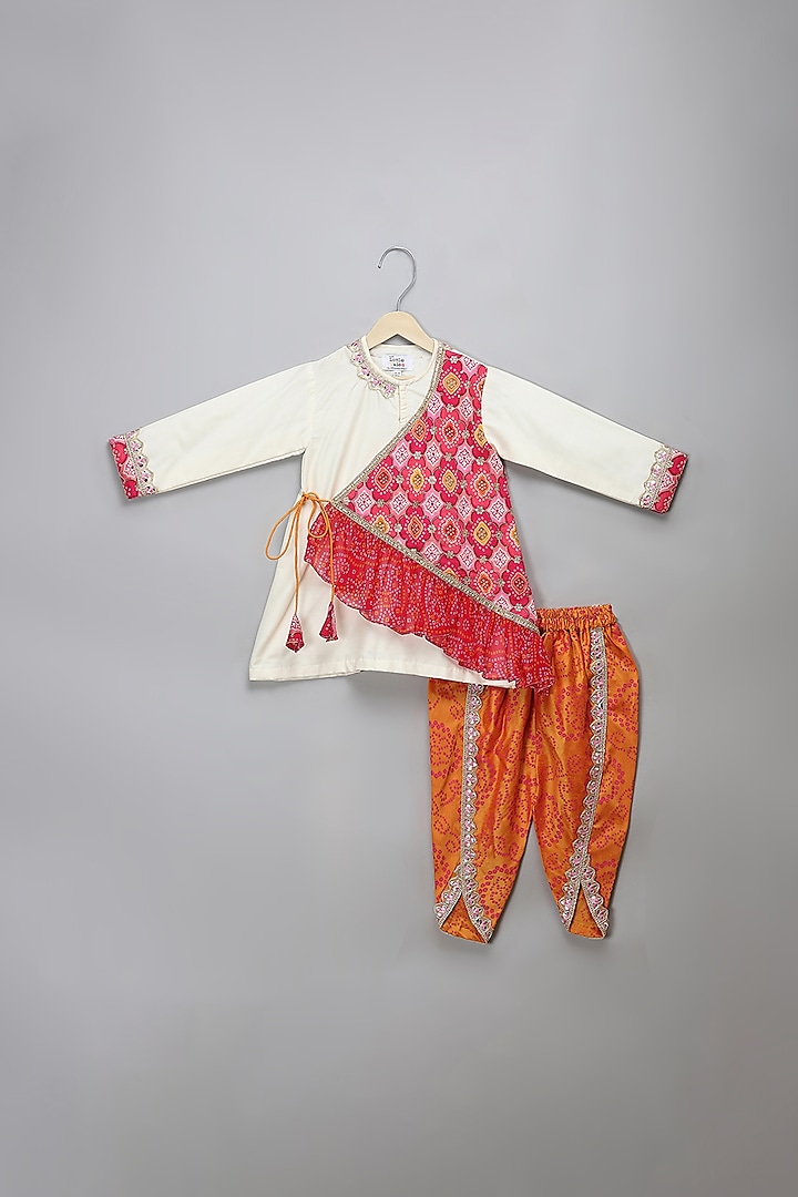 Orange Cotton Dhoti Set For Boys by The little tales