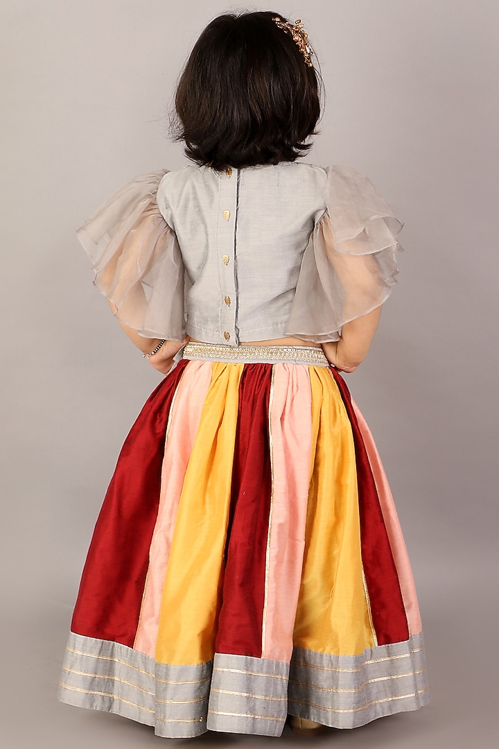 Multi-Colored Soft Net Lehenga Set For Girls by The little tales at Pernia's Pop Up Shop