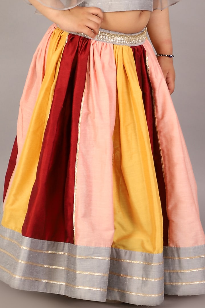 Multi-Colored Soft Net Lehenga Set For Girls by The little tales at Pernia's Pop Up Shop