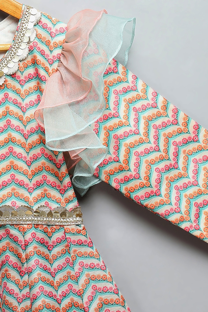 Multi-Colored Cotton Silk & Organza Frilled Anarkali Set by The little tales at Pernia's Pop Up Shop