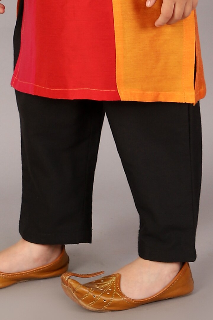 Multi-Colored Cotton Silk Embroidered Kurta Set For Boys by The little tales at Pernia's Pop Up Shop