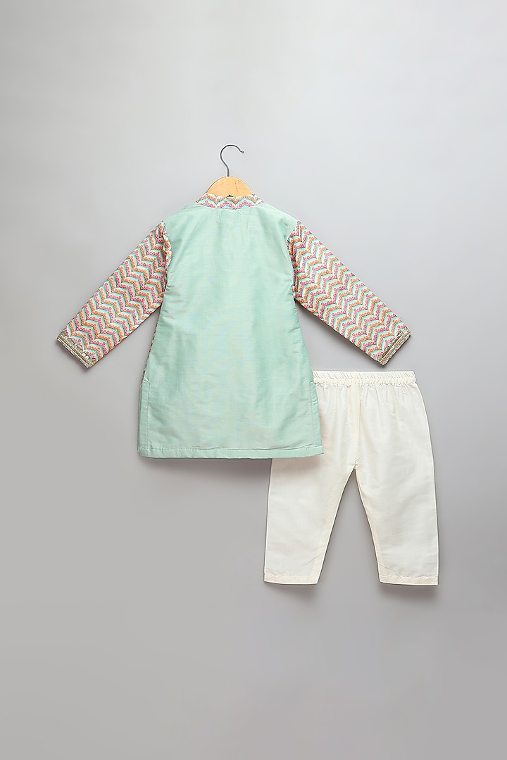 Multi-Colored Cotton Silk Printed Kurta Set For Boys by The little tales at Pernia's Pop Up Shop