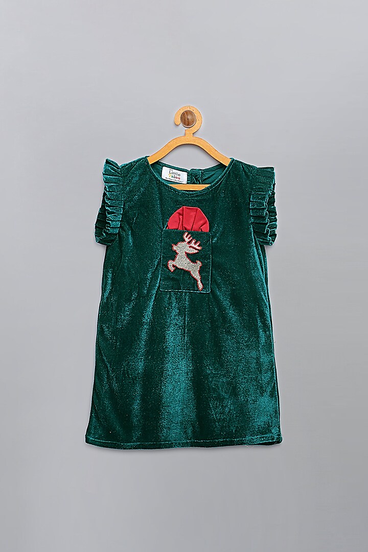 Green Velvet Dress For Girls by The little tales
