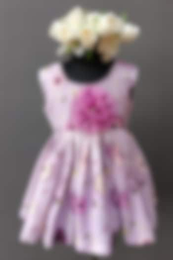 Lilac Cotton Poplin Floral Printed Dress For Girls by The little tales at Pernia's Pop Up Shop