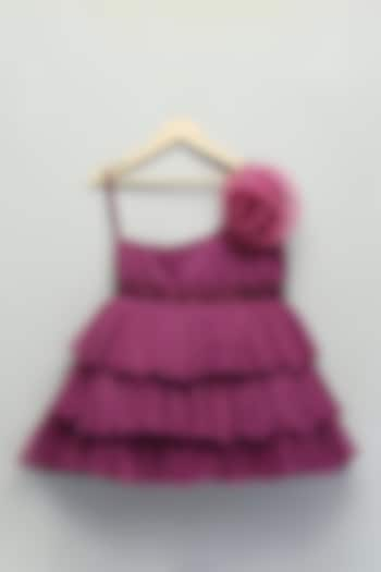 Purple Net & Organza Ruffled Dress For Girls by The little tales at Pernia's Pop Up Shop