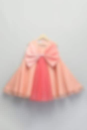 Peach Soft Net & Organza Bow Dress For Girls by The little tales at Pernia's Pop Up Shop