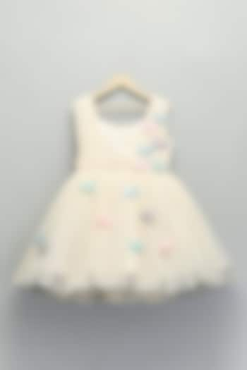 Off-White Soft Net Ruffled Dress For Girls by The little tales at Pernia's Pop Up Shop