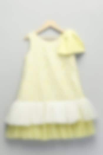 Lime Yellow Soft Net & Organza Ruffled Lace Dress by The little tales at Pernia's Pop Up Shop