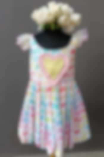 Multi-Colored Cotton Poplin Printed Frilled Dress For Girls by The little tales at Pernia's Pop Up Shop