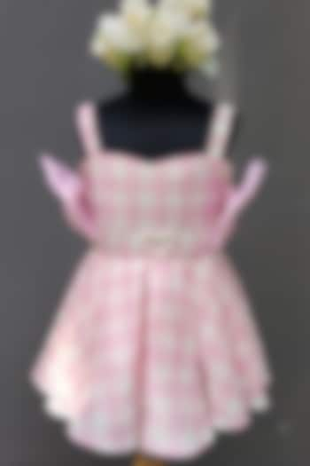 Pink Cotton Poplin & Silk Printed Dress For Girls by The little tales at Pernia's Pop Up Shop